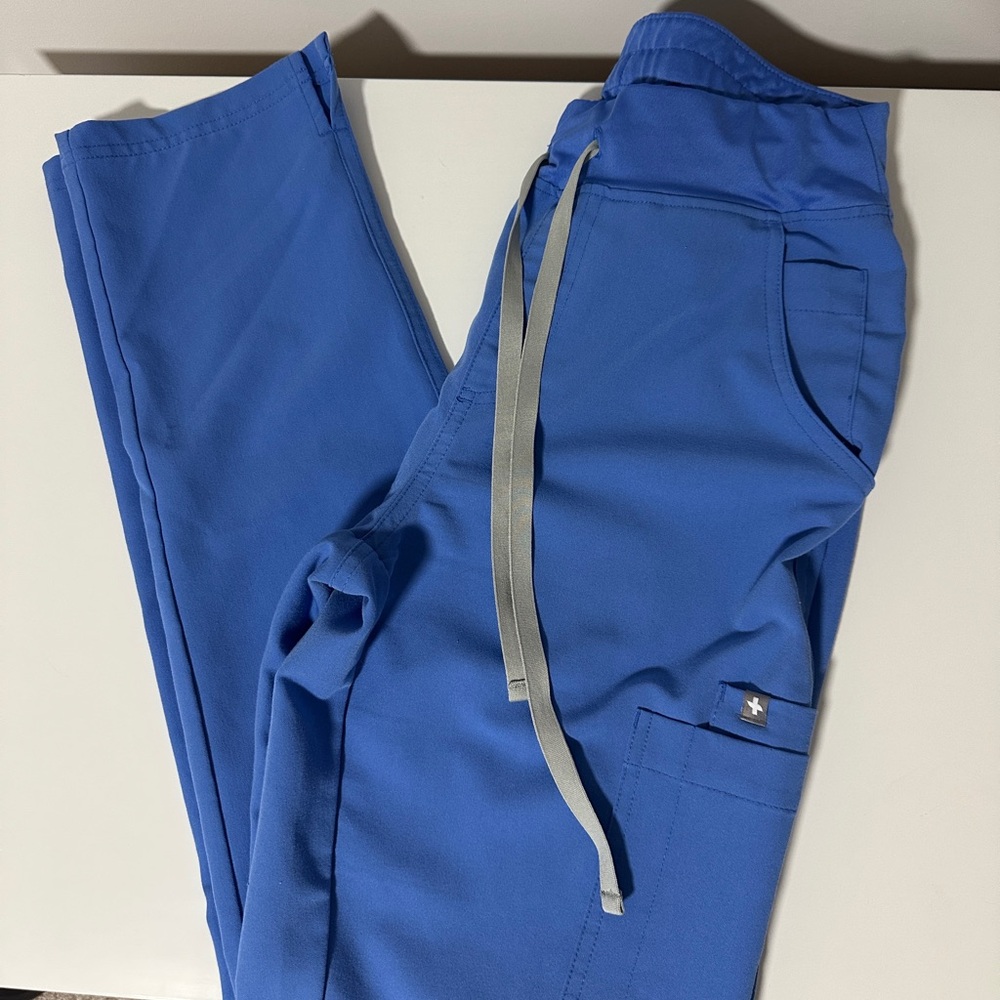 Figs High Waisted Yola Skinny Scrub Pants in Ceil Blue